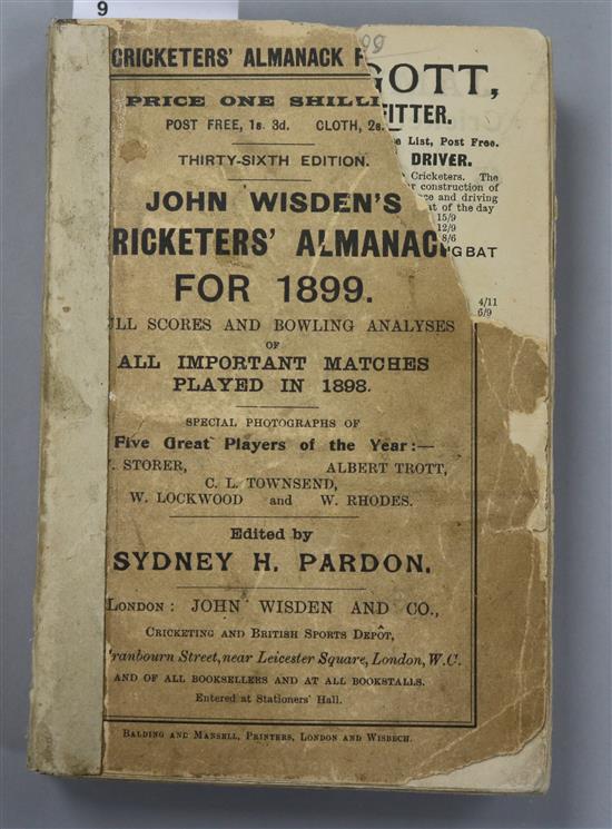 Wisden Cricketers Almanack 1888, 1890-1892, 1895-1899 (9, a.f)